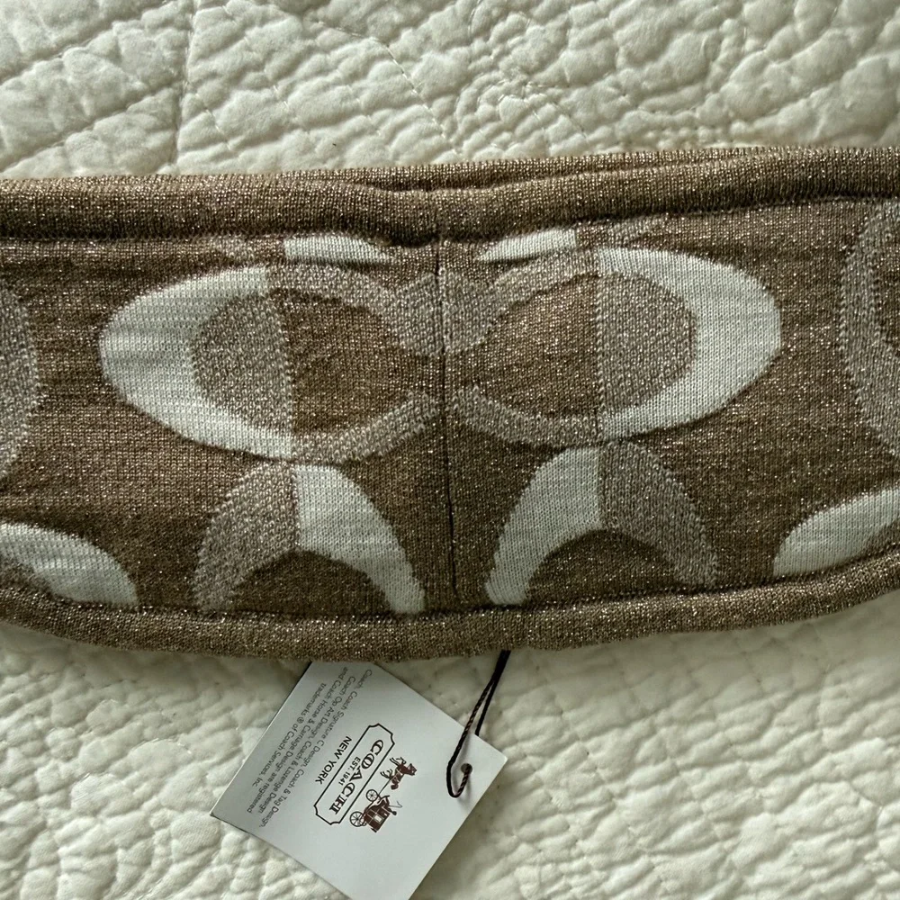 Rare Coach Glitter Knit Winter set NWT Scarf/Gloves/Headband Signature C Logo